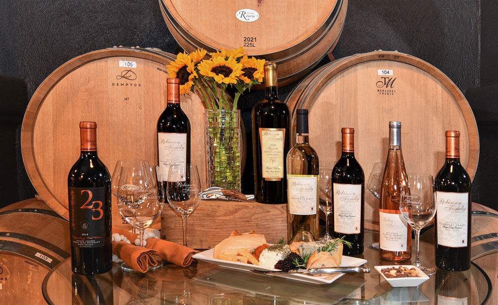 Wine bottles and barrels